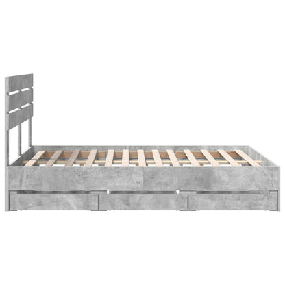 Bed Frame with Drawer Concrete Grey 140 x 200 cm Engineer Wood