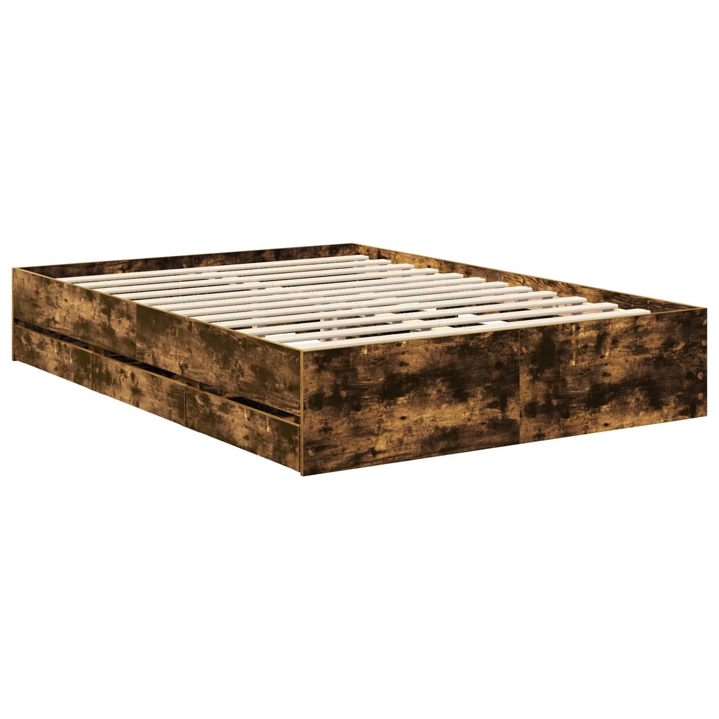 Bed Frame with Drawer Smoked Oak 140 x 200 cm Engineer Wood