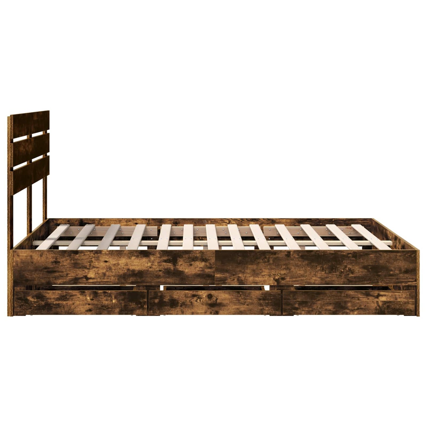 Bed Frame with Drawer Smoked Oak 140 x 200 cm Engineer Wood
