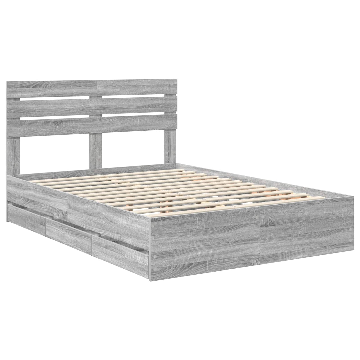 Bed Frame with Drawer Grey Sonoma 140 x 200 cm Engineer Wood