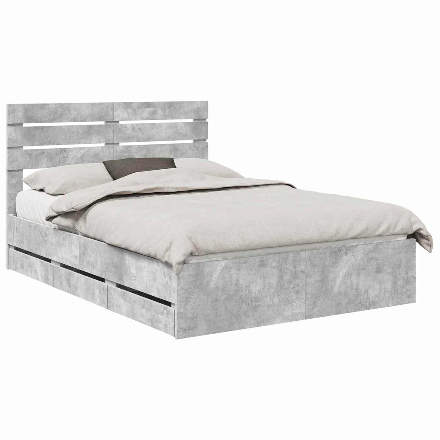 Bed Frame with Drawer Concrete Grey 140 x 190 cm Engineer Wood