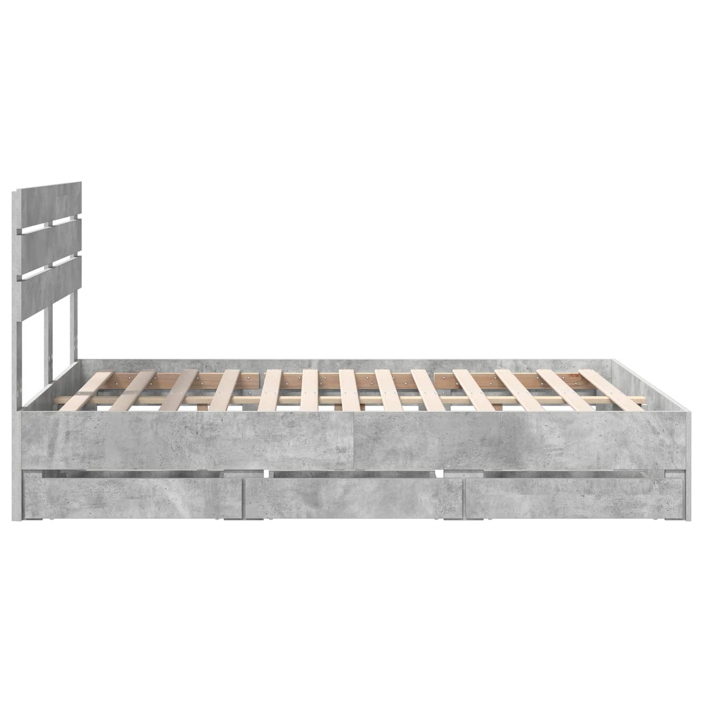 Bed Frame with Drawer Concrete Grey 140 x 190 cm Engineer Wood