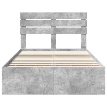Bed Frame with Drawer Concrete Grey 135 x 190 cm Engineer Wood