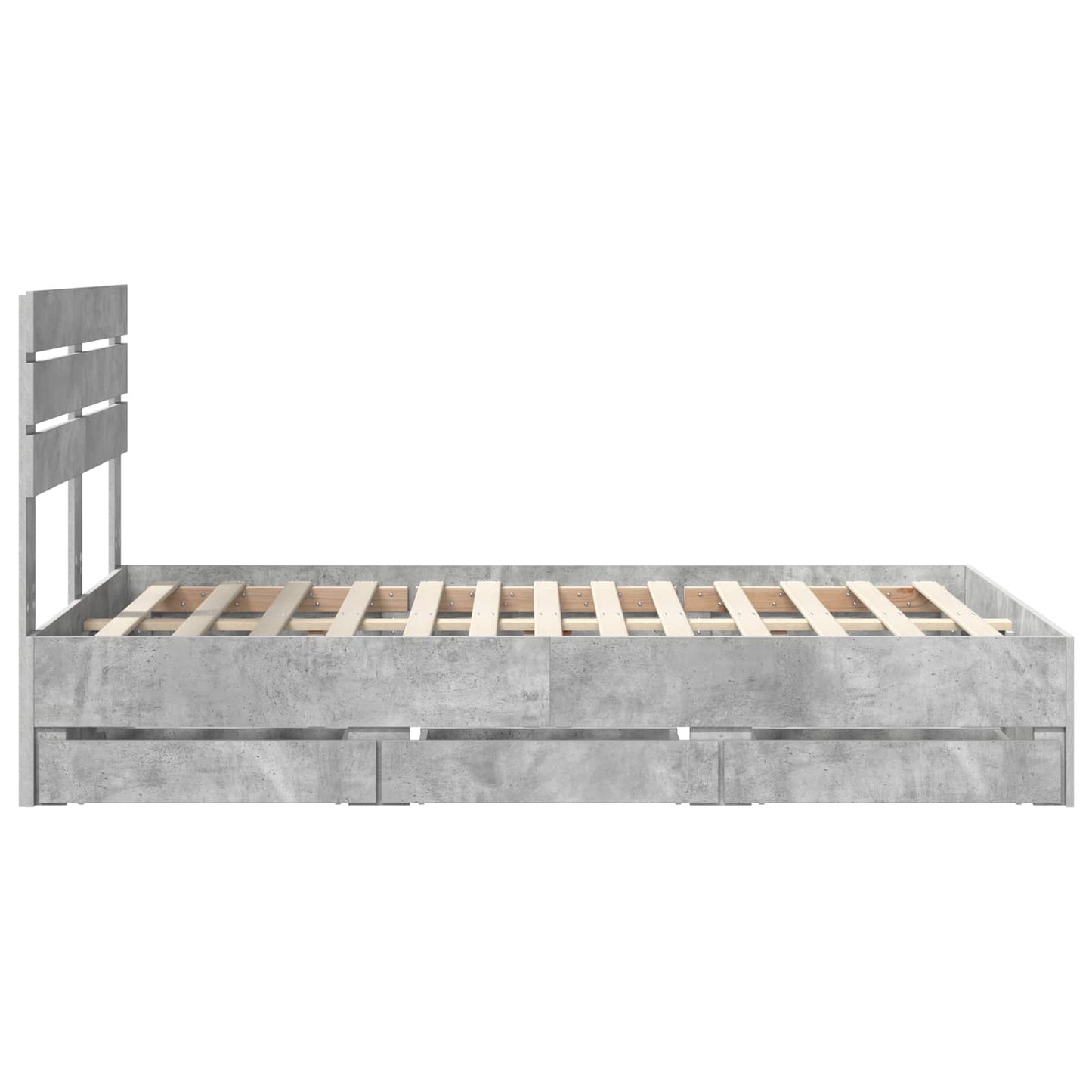 Bed Frame with Drawer Concrete Grey 135 x 190 cm Engineer Wood