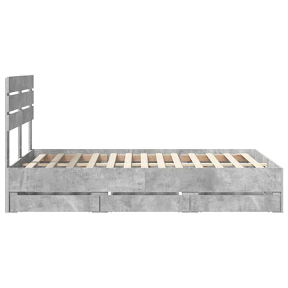 Bed Frame with Drawer Concrete Grey 135 x 190 cm Engineer Wood