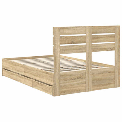 Bed Frame with Drawer Sonoma Oak 120 x 200 cm Engineer Wood