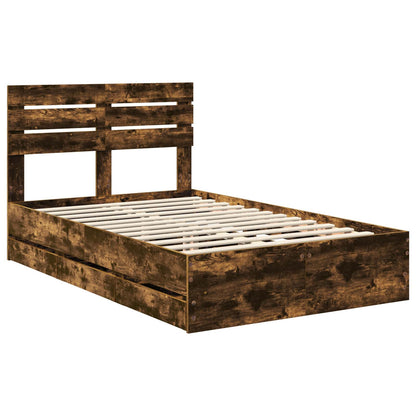 Bed Frame with Drawer Smoked Oak 120 x 200 cm Engineer Wood