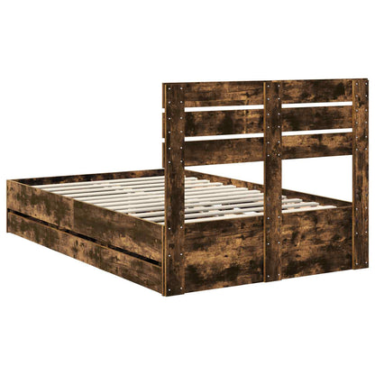 Bed Frame with Drawer Smoked Oak 120 x 200 cm Engineer Wood