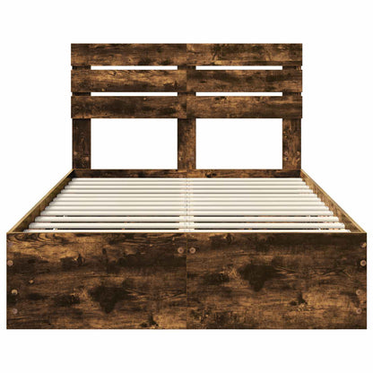 Bed Frame with Drawer Smoked Oak 120 x 200 cm Engineer Wood