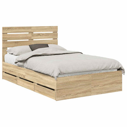 Bed Frame with Drawer Sonoma Oak 120 x 190 cm Engineer Wood