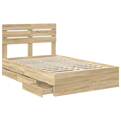 Bed Frame with Drawer Sonoma Oak 120 x 190 cm Engineer Wood