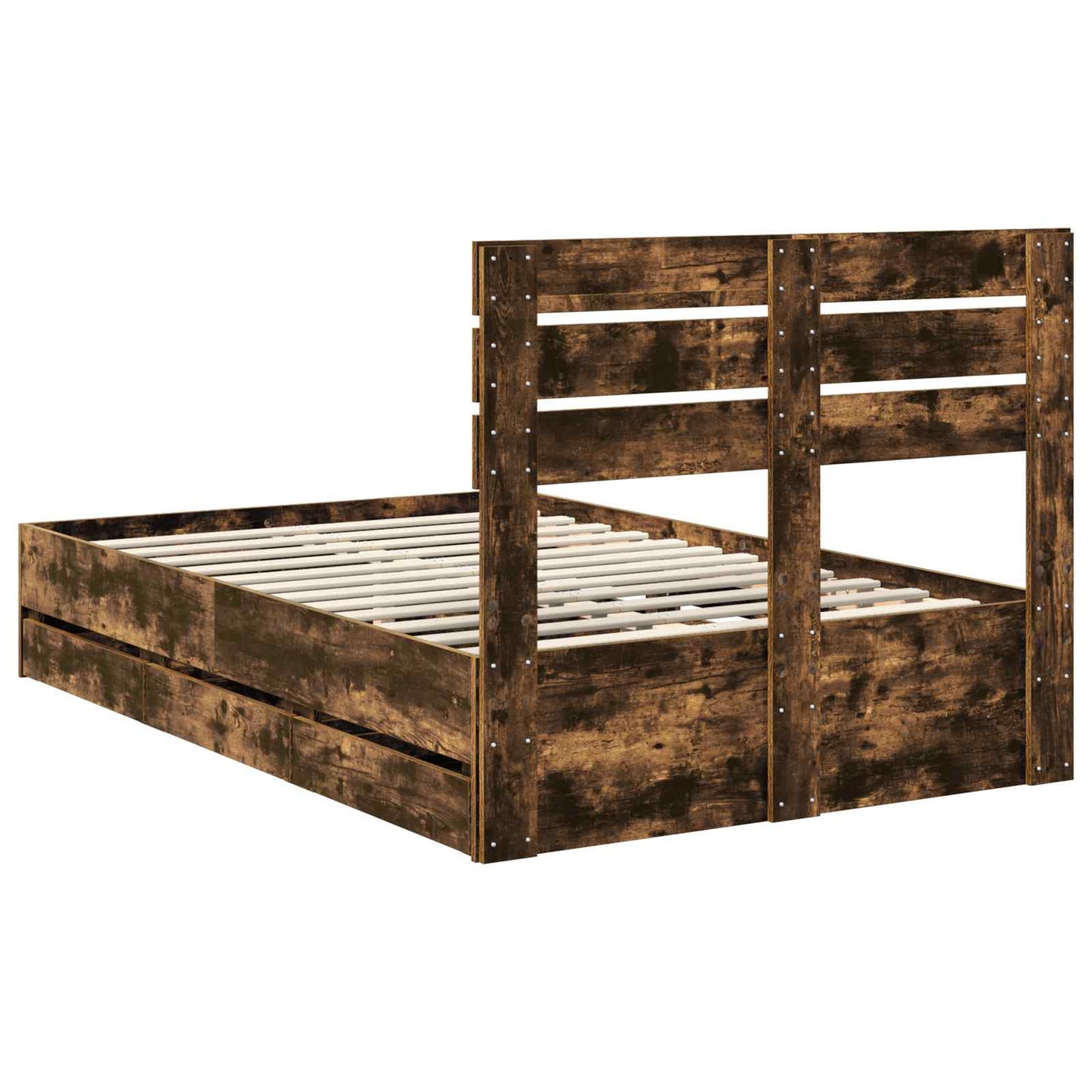 Bed Frame with Drawer Smoked Oak 120 x 190 cm Engineer Wood