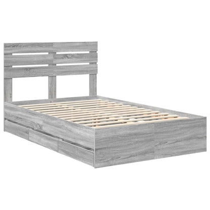 Bed Frame with Drawer Grey Sonoma 120 x 190 cm Engineer Wood