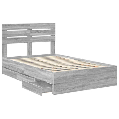 Bed Frame with Drawer Grey Sonoma 120 x 190 cm Engineer Wood
