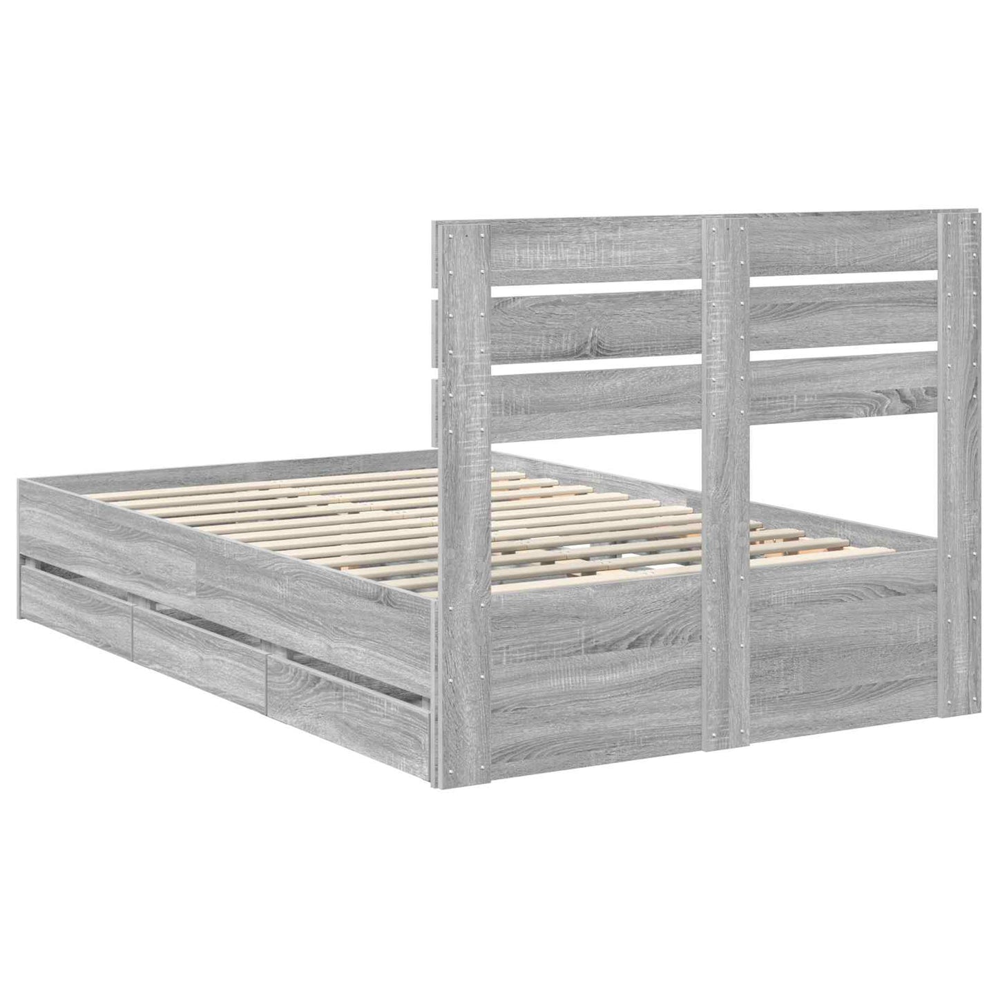 Bed Frame with Drawer Grey Sonoma 120 x 190 cm Engineer Wood