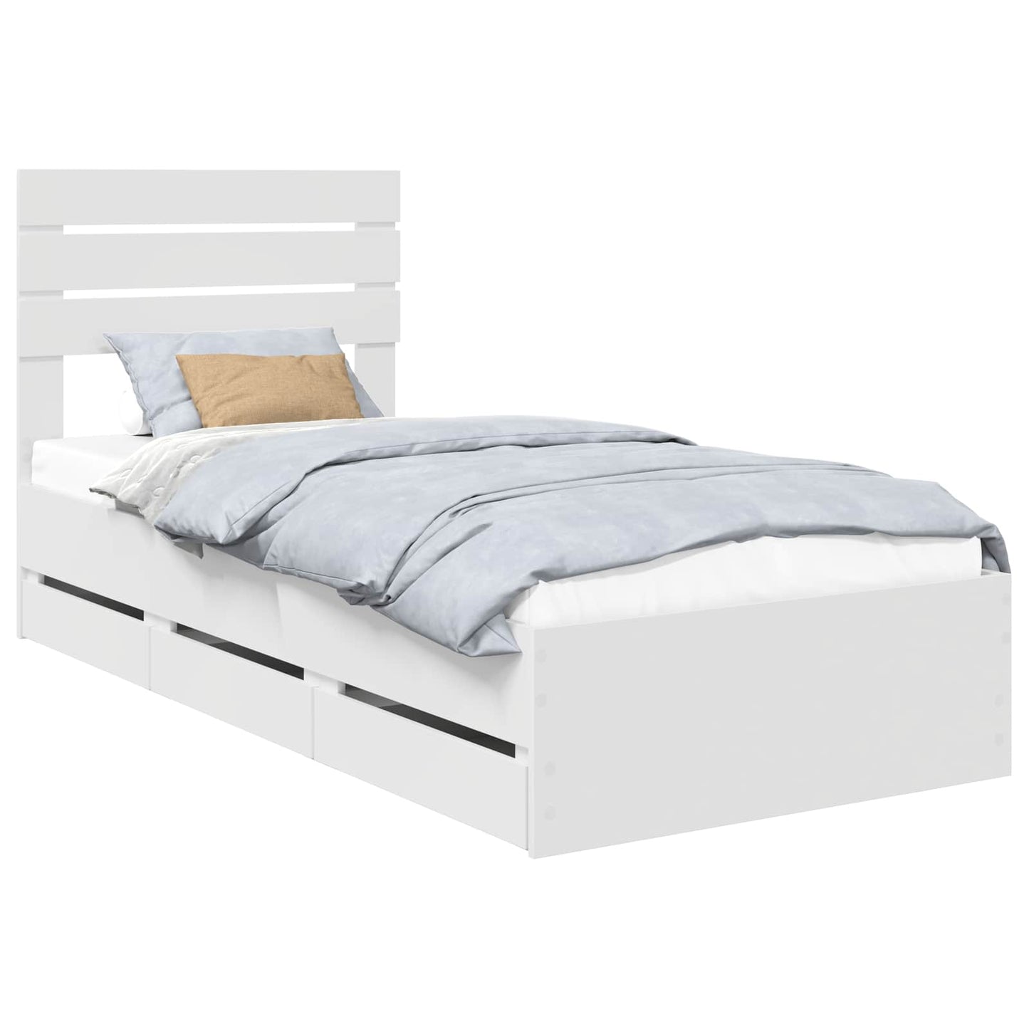 Bed Frame with Drawer White 100 x 200 cm Engineer Wood
