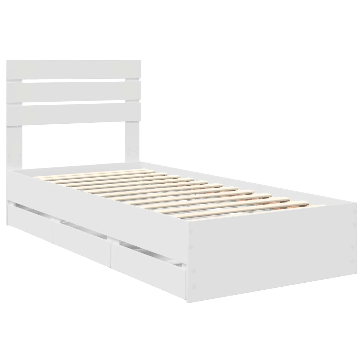 Bed Frame with Drawer White 100 x 200 cm Engineer Wood