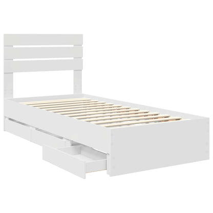 Bed Frame with Drawer White 100 x 200 cm Engineer Wood