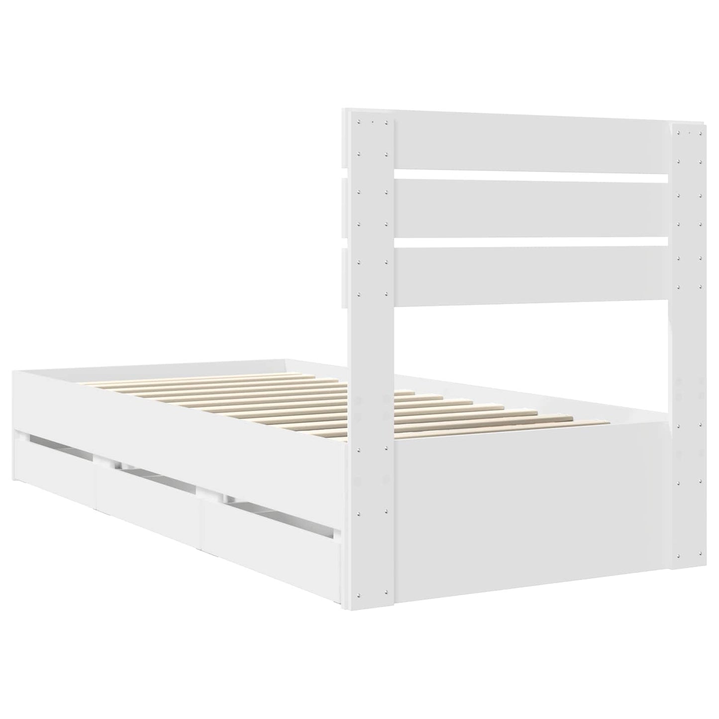 Bed Frame with Drawer White 100 x 200 cm Engineer Wood