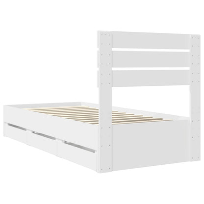 Bed Frame with Drawer White 100 x 200 cm Engineer Wood