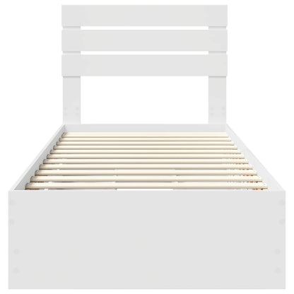 Bed Frame with Drawer White 100 x 200 cm Engineer Wood