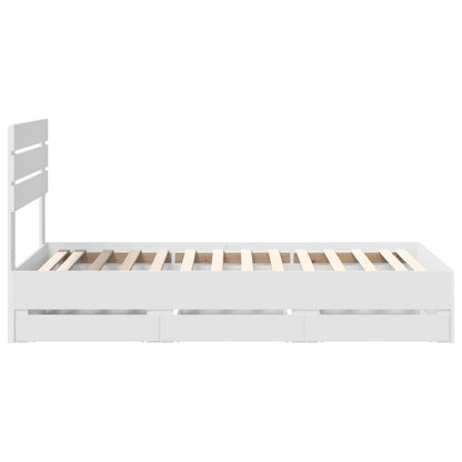 Bed Frame with Drawer White 100 x 200 cm Engineer Wood