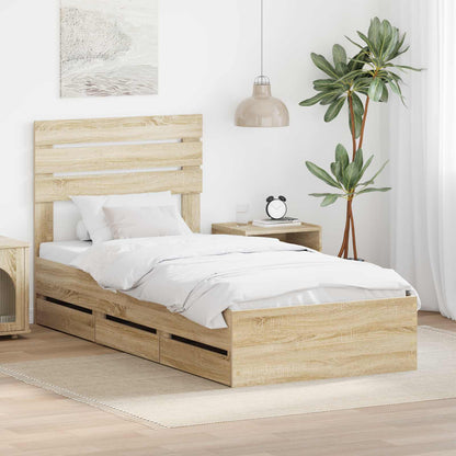 Bed Frame with Drawer Sonoma Oak 100 x 200 cm Engineer Wood
