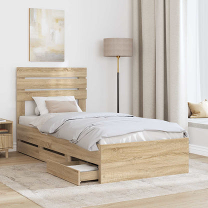 Bed Frame with Drawer Sonoma Oak 100 x 200 cm Engineer Wood