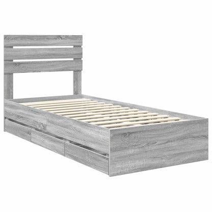 Bed Frame with Drawer Grey Sonoma 100 x 200 cm Engineer Wood