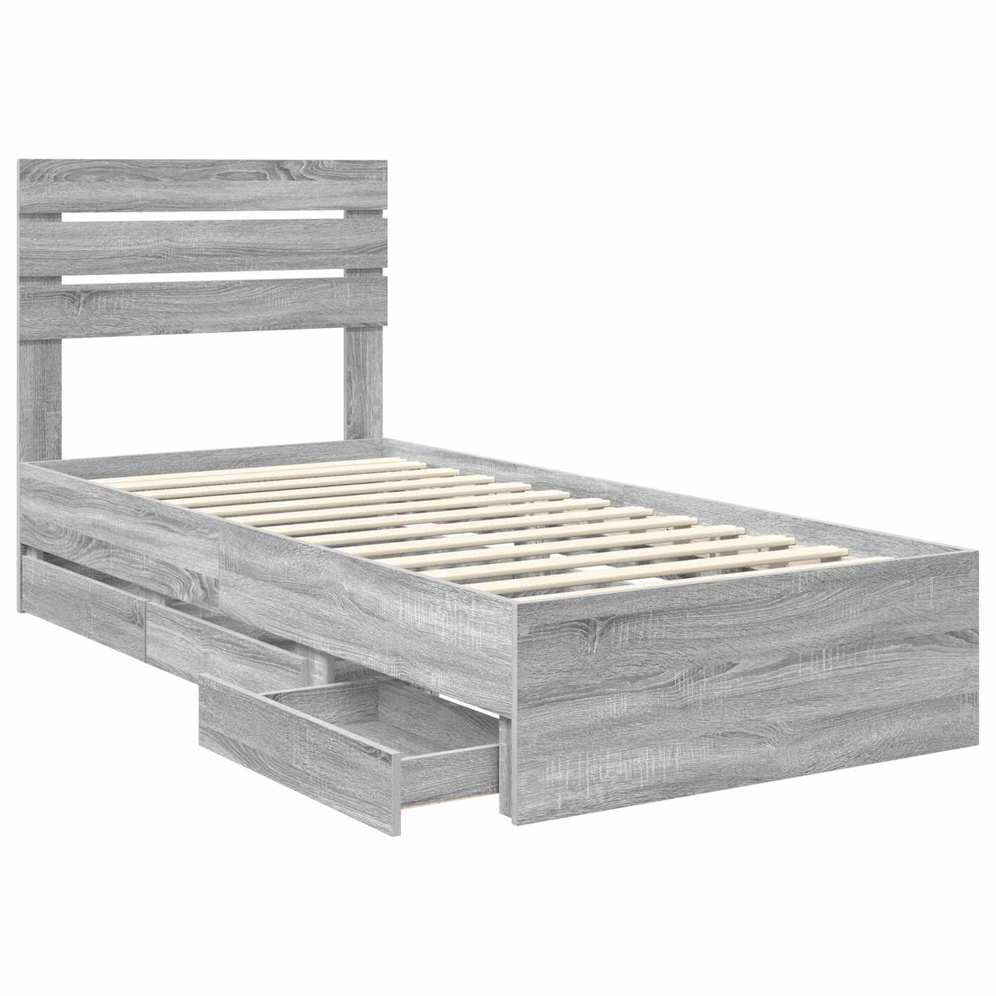 Bed Frame with Drawer Grey Sonoma 100 x 200 cm Engineer Wood