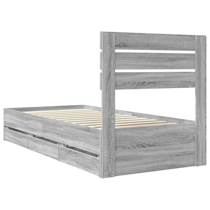 Bed Frame with Drawer Grey Sonoma 100 x 200 cm Engineer Wood