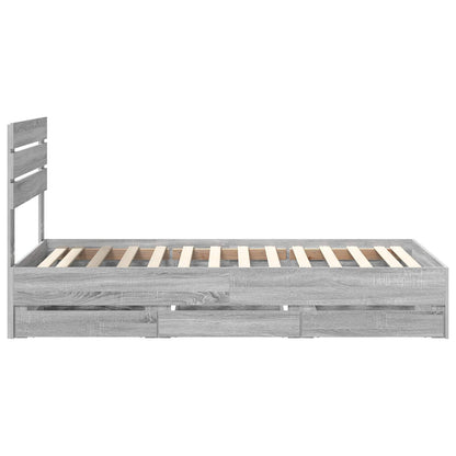 Bed Frame with Drawer Grey Sonoma 100 x 200 cm Engineer Wood