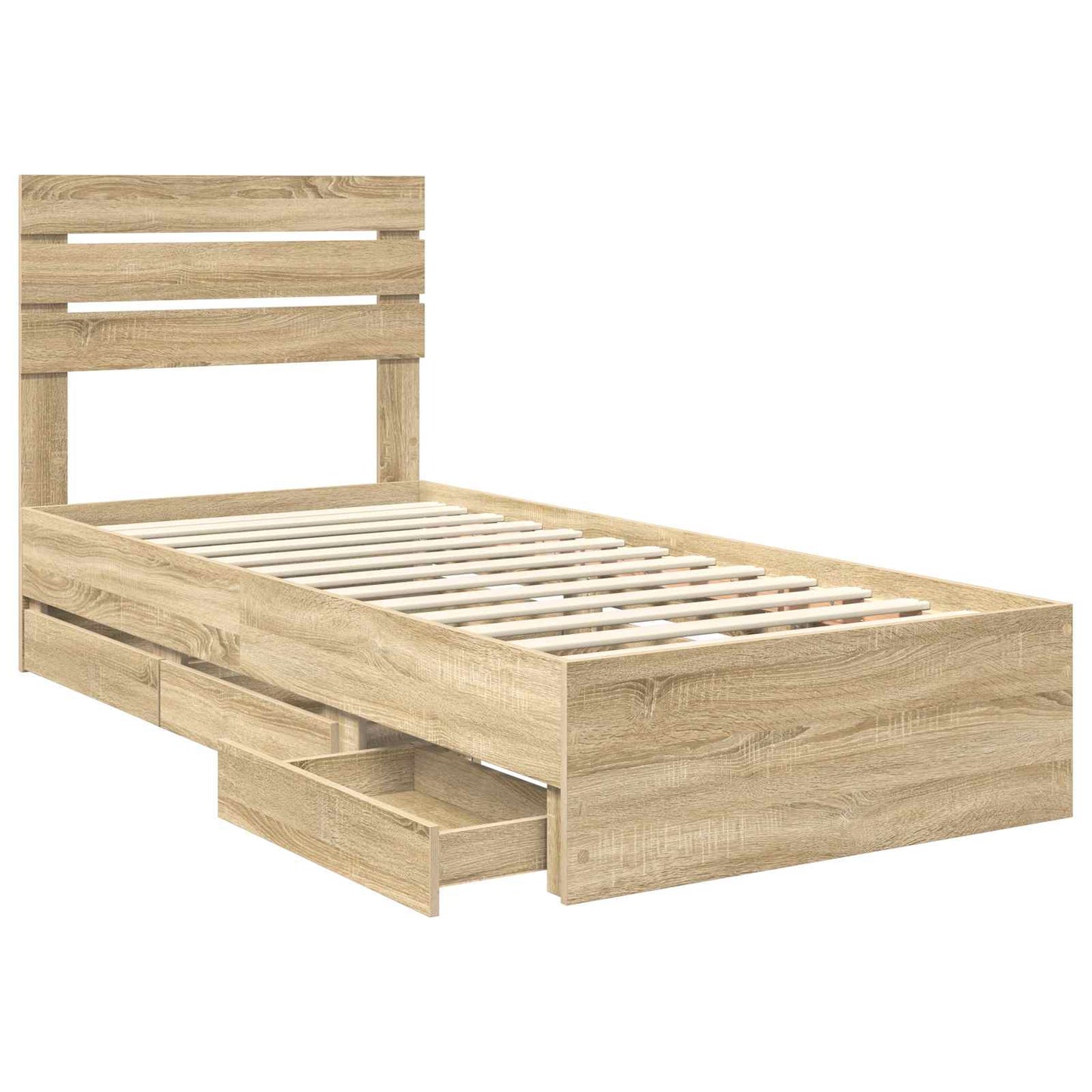 Bed Frame with Drawer Sonoma Oak 90 x 200 cm Engineer Wood