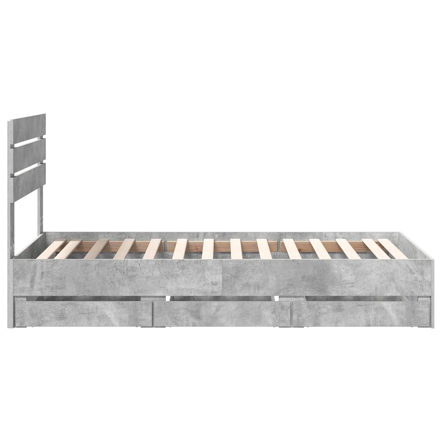 Bed Frame with Drawer Concrete Grey 90 x 200 cm Engineer Wood