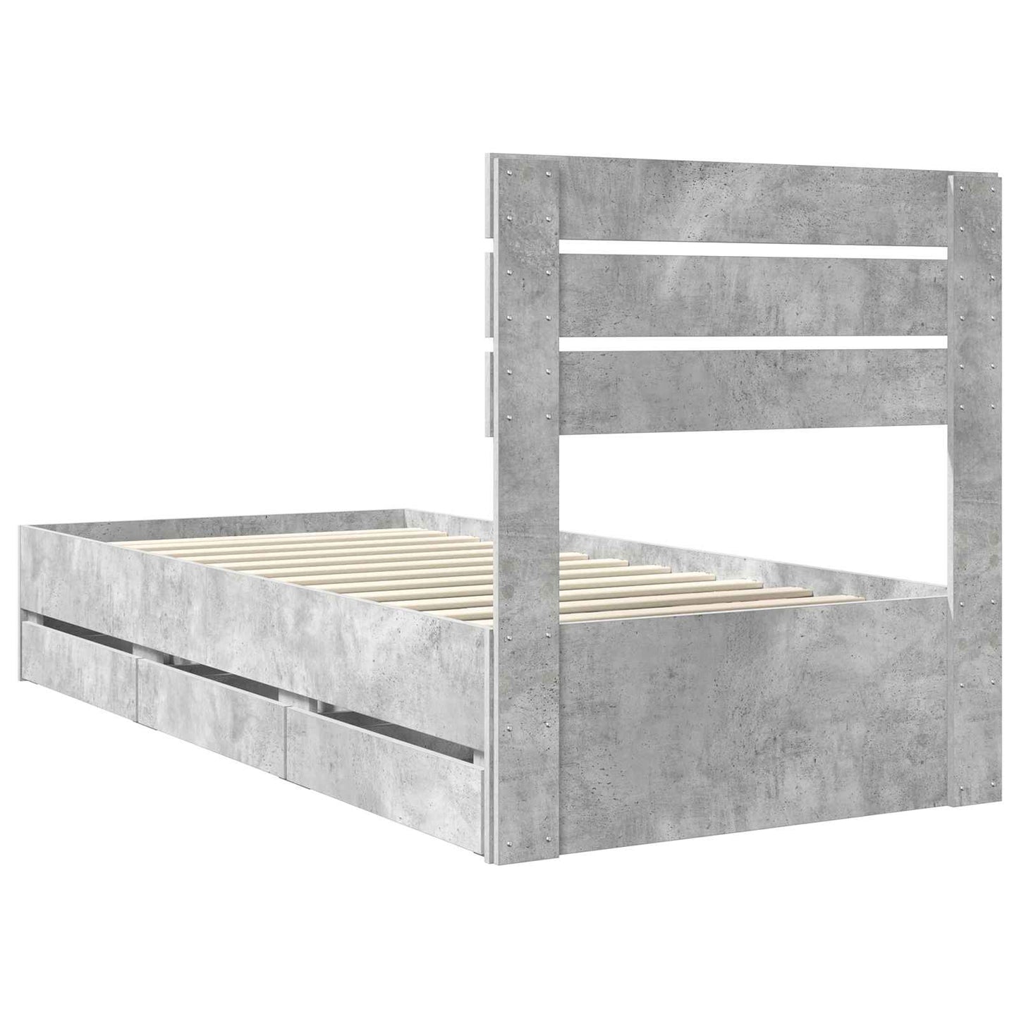 Bed Frame with Drawer Concrete Grey 90 x 190 cm Engineer Wood