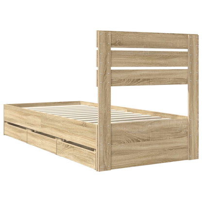 Bed Frame with Drawer Sonoma Oak 75 x 190 cm Engineer Wood