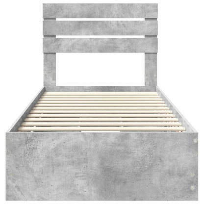 Bed Frame with Drawer Concrete Grey 75 x 190 cm Engineer Wood