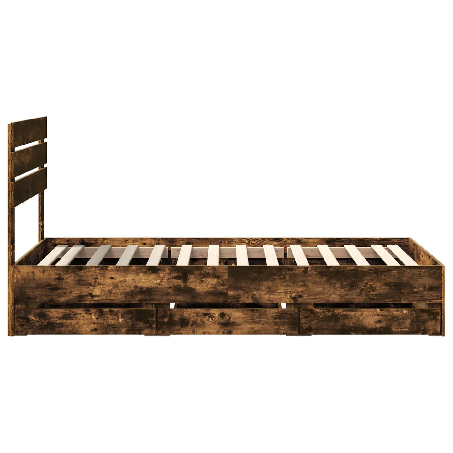 Bed Frame with Drawer Smoked Oak 75 x 190 cm Engineer Wood