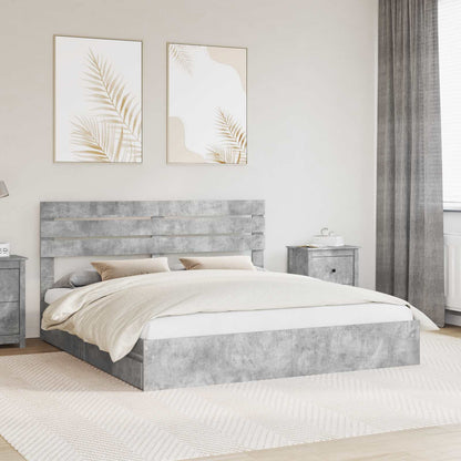 Storage Bed Concrete Grey 200 x 200 cm Engineered Wood