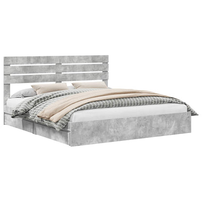 Storage Bed Concrete Grey 200 x 200 cm Engineered Wood