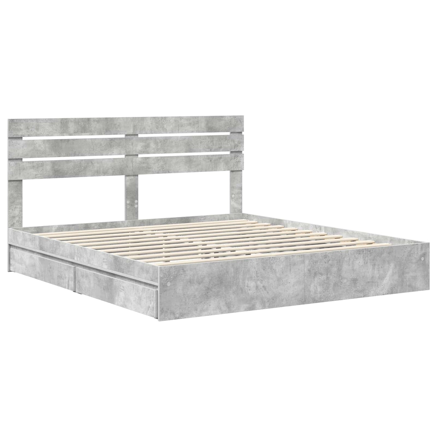 Storage Bed Concrete Grey 200 x 200 cm Engineered Wood
