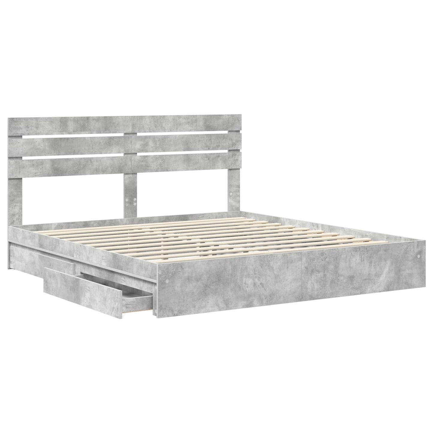 Storage Bed Concrete Grey 200 x 200 cm Engineered Wood