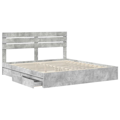 Storage Bed Concrete Grey 200 x 200 cm Engineered Wood