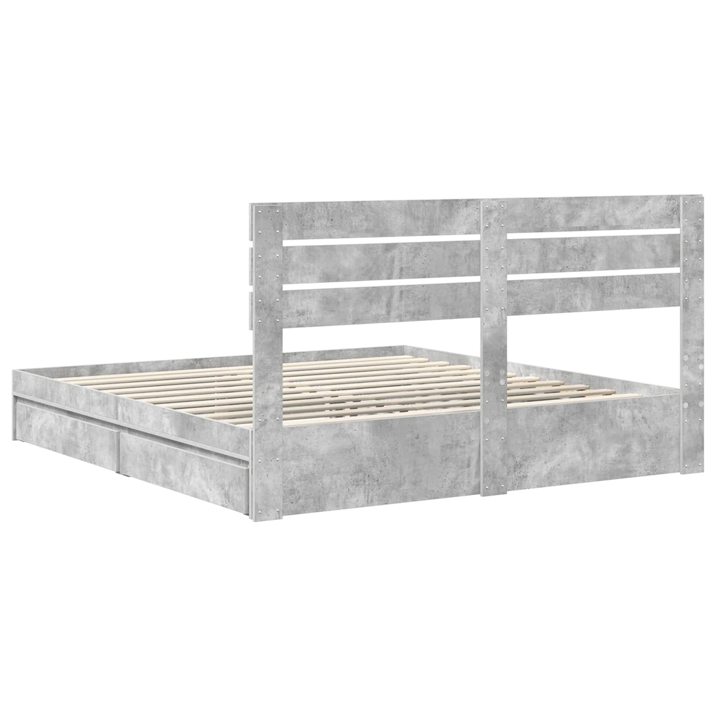 Storage Bed Concrete Grey 200 x 200 cm Engineered Wood