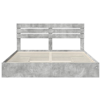 Storage Bed Concrete Grey 200 x 200 cm Engineered Wood