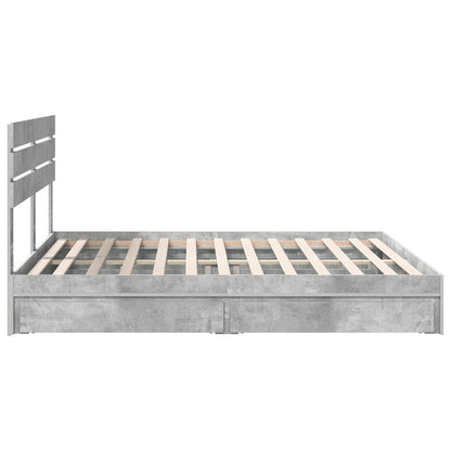 Storage Bed Concrete Grey 200 x 200 cm Engineered Wood
