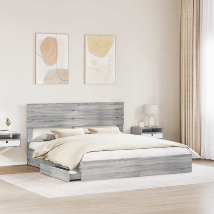 Storage Bed Grey Sonoma 200 x 200 cm Engineered Wood