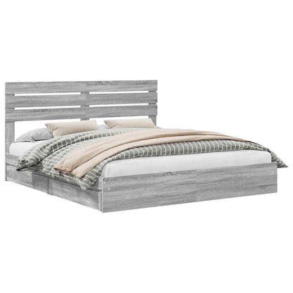 Storage Bed Grey Sonoma 200 x 200 cm Engineered Wood