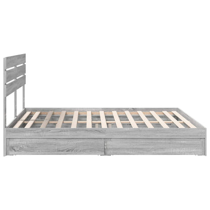 Storage Bed Grey Sonoma 200 x 200 cm Engineered Wood