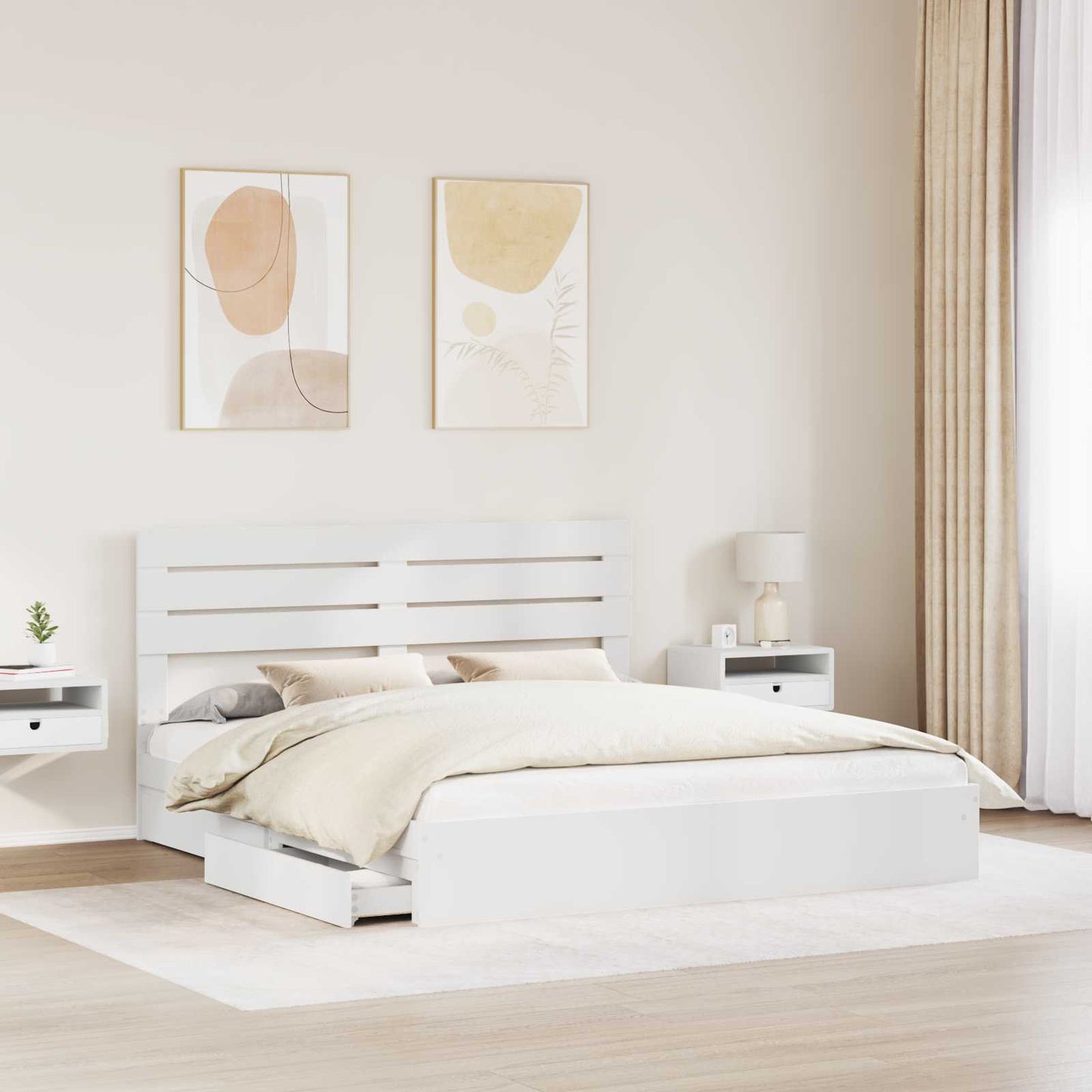 Storage Bed with Drawer White 180 x 200 cm Engineered Wood